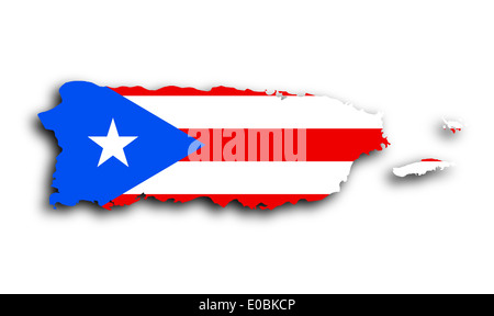 Mappa di Puerto Rico riempito con il flag di stato Foto Stock
