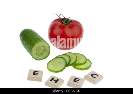 Un cetriolo come un simbolo per la malattia EHEC, Eine Gurke simbolo als fuer die EHEC Krankheit Foto Stock