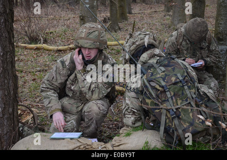 La BOWMAN famiglia di radio tattici fornisce l'esercito britannico con HF, VHF e UHF di comunicazioni di voce e dati dalla formazione Foto Stock