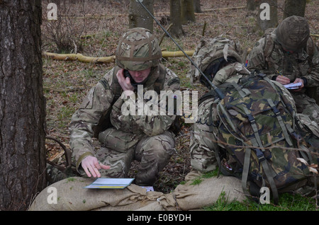 La BOWMAN famiglia di radio tattici fornisce l'esercito britannico con HF, VHF e UHF di comunicazioni di voce e dati dalla formazione Foto Stock