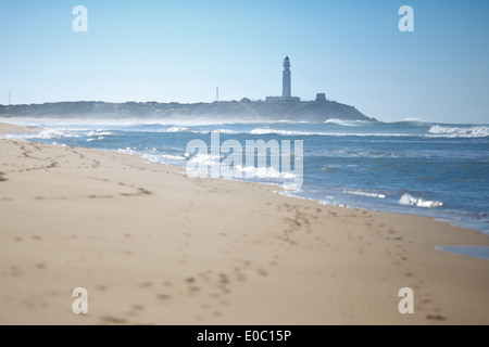 Zahora la spiaggia e il faro di Trafalgar Foto Stock