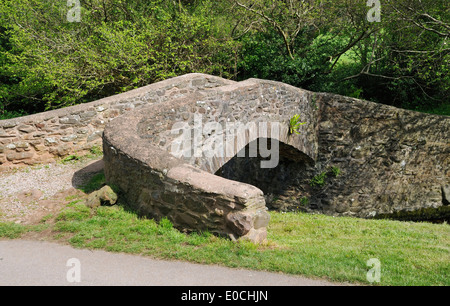 Pack Horse ponte su Horner acqua, West Luccombe Foto Stock