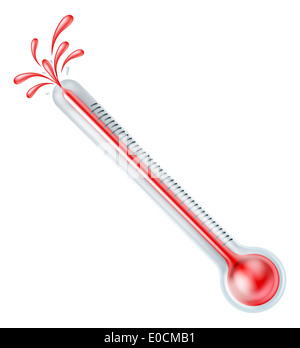 Una illustrazione di una rottura del termometro a caldo con il fine di esplodere Foto Stock