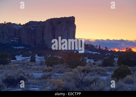Serata a El Morro monumento nazionale, neve, Nuovo Messico, USA, America Foto Stock