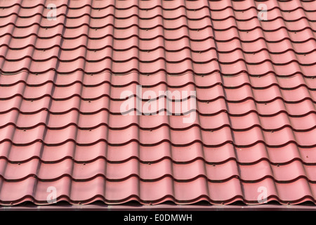 Casa herpes zoster piastrelle su un tetto Closeup Foto Stock