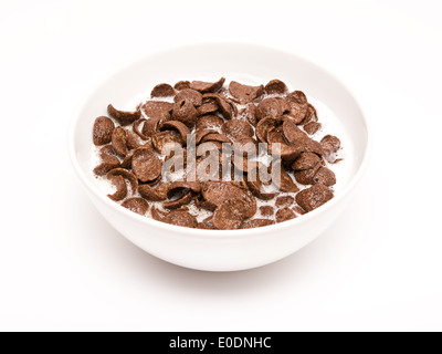 La colazione del mattino con latte e cioccolato di fiocchi di mais Foto Stock