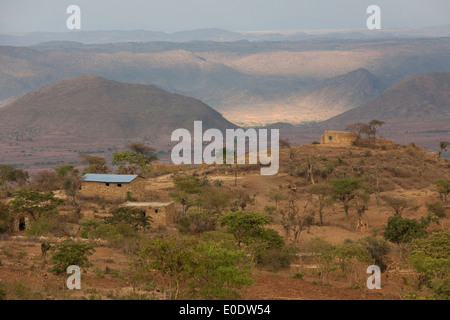 Villaggio Koremi, nei pressi di Harar, negli altopiani etiopi dell Africa. Foto Stock