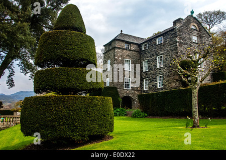 Plas Brodanw giardino e casa, il Galles del Nord Foto Stock