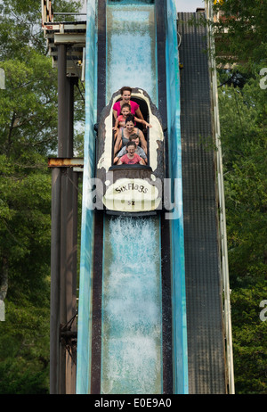 Segheria Log Flume, grande avventura, Six Flags, New Jersey, STATI UNITI D'AMERICA Foto Stock