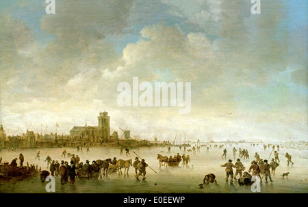 In inverno il paesaggio con figure su ghiaccio 1643 Jan Josephsz. van Goyen 1596-1656 olandese Paesi Bassi Foto Stock