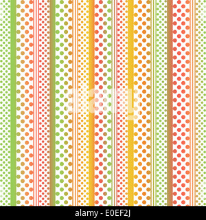Strisce verticali colorate con puntini e linee di polka su sfondo bianco. Foto Stock
