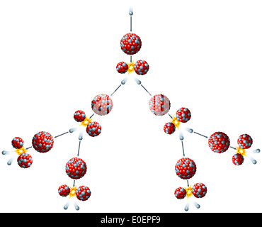 La fissione nucleare e la reazione a catena di uranio - processo di decadimento radioattivo e reazione a catena di uranio 235 Foto Stock