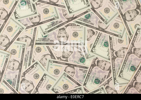 Piastrellabile perfetta e ripetibile 5 fatture del dollaro, valuta statunitense Foto Stock