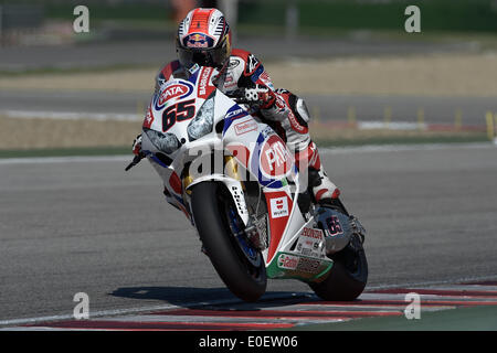 Imola, Italia. 11 Maggio, 2014. Jonathan Rea (PATA HONDA WORLD SUPERBIKE TEAM) in azione durante il Campionato del Mondo Superbike 04 round di Imola, Italia. Credito: Azione Sport Plus/Alamy Live News Foto Stock