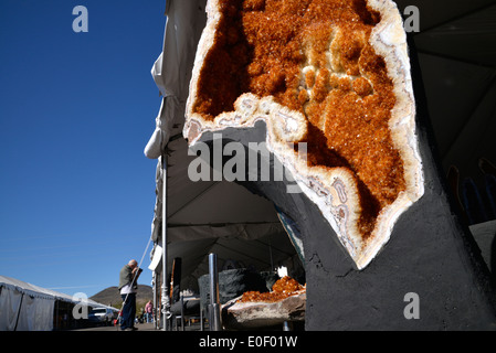 L annuale Tucson Gem e Mineral Show attira venditori e compratori provenienti da tutto il mondo in Tucson, Arizona, Stati Uniti. Foto Stock