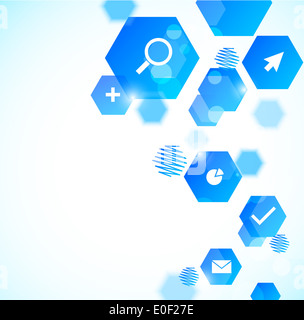 Sfondo astratto con esagoni blu Foto Stock