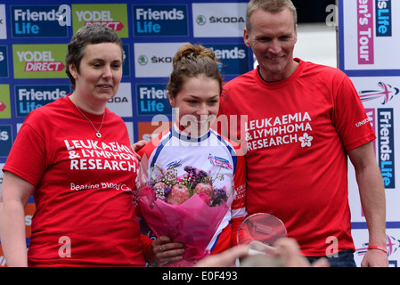 Lucy Garner vince la leucemia e il linfoma ricerca,miglior pilota inglese di jersey nella vita amici Womans Tour, Bury St Edmunds REGNO UNITO Foto Stock