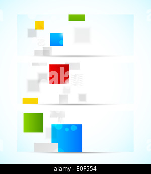 Set di banner con quadrati colorati Foto Stock