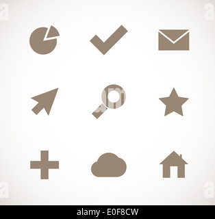Set di icone universali di colore marrone Foto Stock