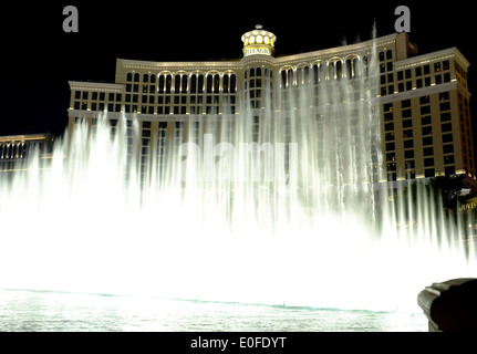 Display Fontana al di fuori del Bellagio hotel in Las Vegas Strip Foto Stock