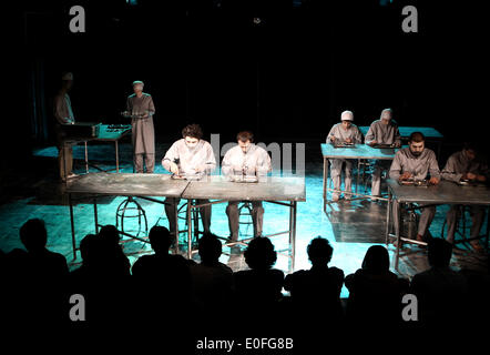 Tehran, Iran. 11 Maggio, 2014. Gli studenti iraniani eseguire durante il XVII International Student Festival di Teatro di Teheran, capitale dell'Iran, 11 maggio 2014. Otto giorni di festival aperto qui il 10 maggio. © Ahmad Halabisaz/Xinhua/Alamy Live News Foto Stock