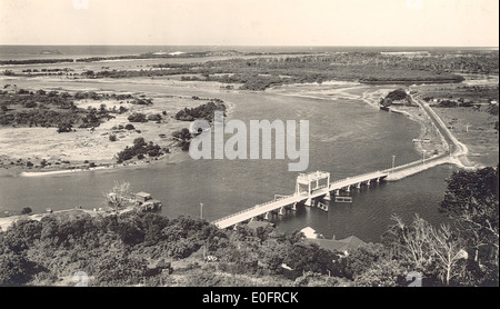 Vista panoramica del Tweed River mostra Boyd's Bay Bridge, Murwillumbah (NSW) Foto Stock