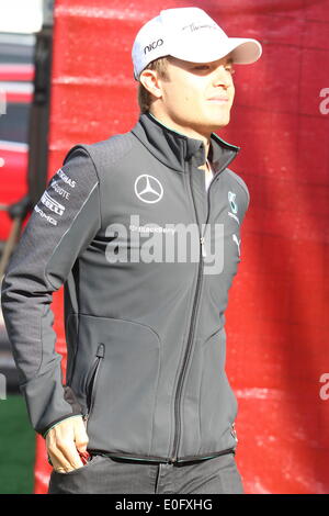 Barcellona, Spagna. Il 10 maggio, 2014. FIA Formula 1 Gran Premio di Spagna. In arrivo per la giornata di qualificazione, Nico Rosberg (GER) Mercedes AMG Petronas F1 Team © Azione Sport Plus/Alamy Live News Foto Stock