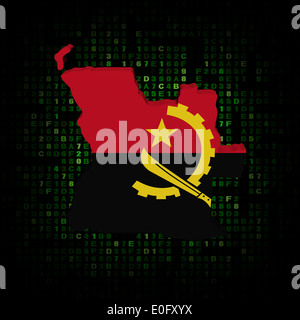 Mappa Angola bandiera sul codice esadecimale illustrazione Foto Stock