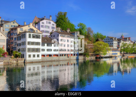Zurigo, Schipfe, città vecchia, Limmat, Svizzera Foto Stock