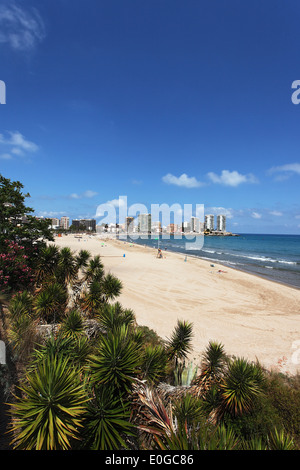 Spiaggia di sabbia, Oropesa del Mar, Costa del Azahar, Provincia Castellon, Spagna Foto Stock
