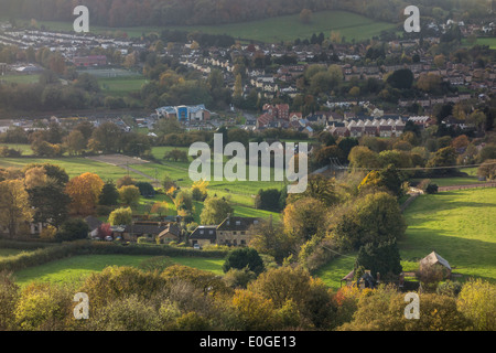 Vista dal picco giù vicino a Dursley, Gloucestershire, Regno Unito Foto Stock