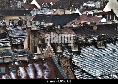 Inverno urbanscape vista di edifici a Budapest Ungheria Foto Stock