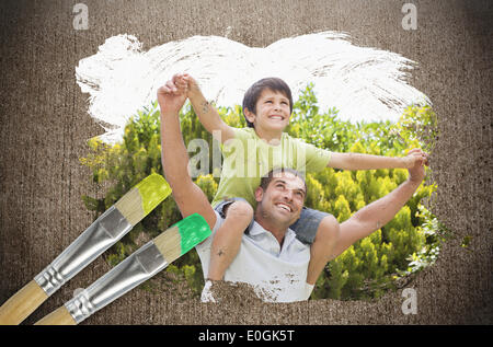 Immagine composita del Padre e del figlio nel parco Foto Stock