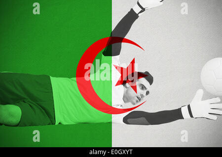 Il portiere in bianco Effettuare un salvataggio Foto Stock