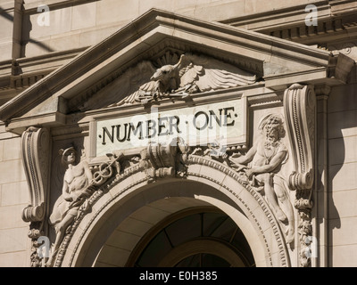 Il numero uno di Broadway, la parte inferiore di Manhattan, New York Foto Stock