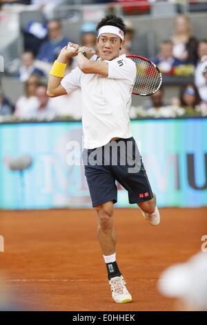 Madrid, Spagna, 11 maggio 2014. 11 Maggio, 2014. Kei Nishikori (JPN) Tennis : Kei Nishikori del Giappone durante gli uomini singoli partita finale della Mutua Madrid Open torneo di tennis presso il La Caja Magica a Madrid, Spagna, 11 maggio 2014 . © AFLO/Alamy Live News Foto Stock