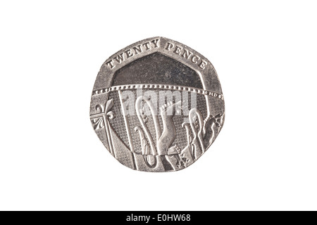 20 pence sterlina moneta Foto Stock