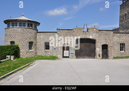 Ingresso a Mauthausen campo di concentramento, Austria. Foto Stock