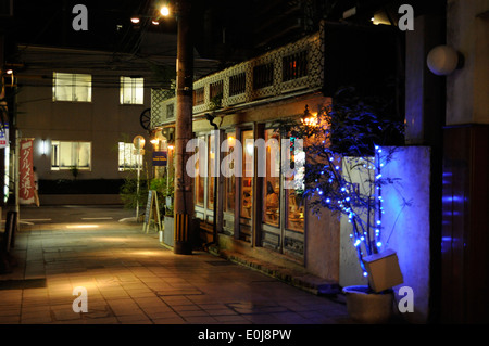 Vista notturna della strada dello shopping,Kagoshima City,Kagoshima,Giappone Foto Stock