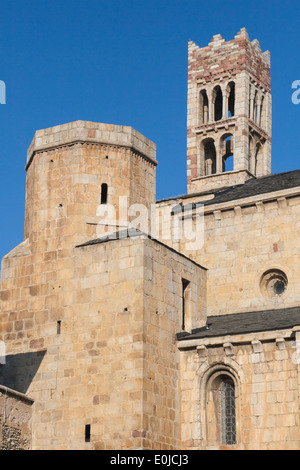 Dettagli architettonici della Cattedrale di La Seu de Urgell in Catalogna. Foto Stock