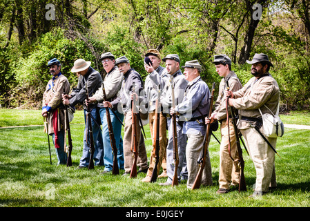 Xvii Virginia fanteria fucile confederato, unità di Fairfax Guerra civile giorno, Storico Blenheim, 3610 Vecchio Lee autostrada, Fairfax, Virginia Foto Stock