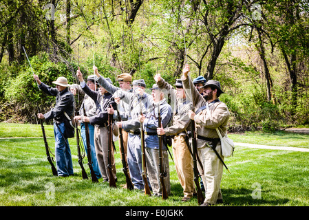 Xvii Virginia fanteria fucile confederato, unità di Fairfax Guerra civile giorno, Storico Blenheim, 3610 Vecchio Lee autostrada, Fairfax, Virginia Foto Stock