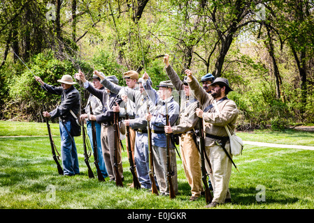 Xvii Virginia fanteria fucile confederato, unità di Fairfax Guerra civile giorno, Storico Blenheim, 3610 Vecchio Lee autostrada, Fairfax, Virginia Foto Stock