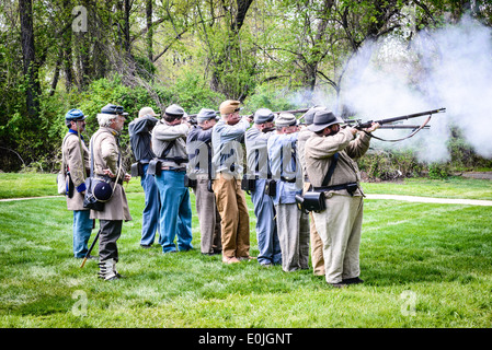 Xvii Virginia fanteria fucile confederato, unità di Fairfax Guerra civile giorno, Storico Blenheim, 3610 Vecchio Lee autostrada, Fairfax, Virginia Foto Stock