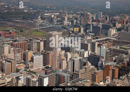 Vista del centro di Johannesburg e il CBD da Carlton Centre Johannesburg Gauteng, Sud Africa e Africa Foto Stock