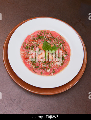 Ahi tonno e carpaccio di salmone, Bangkok, Thailandia Foto Stock
