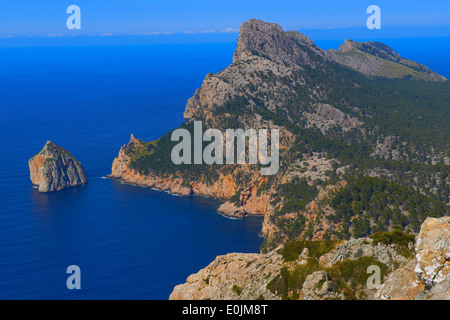 Mallorca, Cabo de Formentor, punto di vista, Formentor Cape, Serra de Tramuntana, Sito Patrimonio Mondiale dell'UNESCO, Mallorca Island, principali Foto Stock