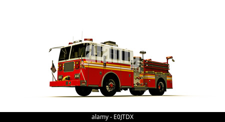 American firetruck isolati su sfondo bianco Foto Stock