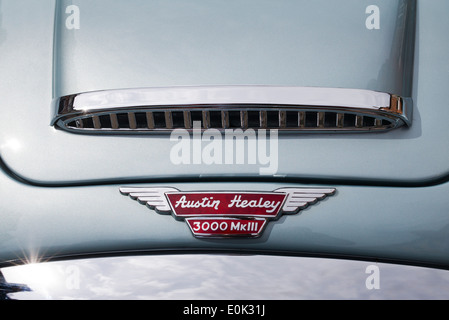 Austin Healey 3000MK111 British sports car badge e la griglia radiatore Foto Stock