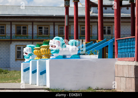 Ingresso Sockshin-dugan - Tempio di Ivolginsky Datsan, Verkhnyaya Ivolga, Buryatia, Siberia, Russia Foto Stock